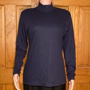 NWOT Vintage Bobbie Brooks Mock Neck Ribbed Knit Top Blouse Size L